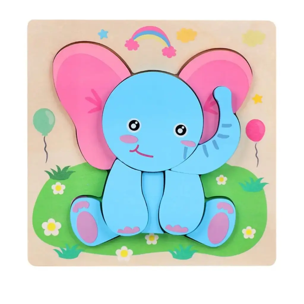 Wooden Puzzle 10 pcs - Lion - Unicorn - Tiger - Elephant