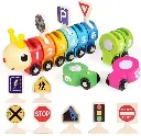 WOODEN CATERPILLAR TRAIN SETS
