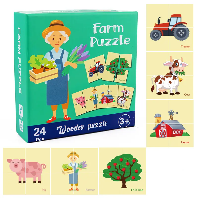 FARM WOODEN PUZZLE 24 PCS -Farm puzzle wooden 3+